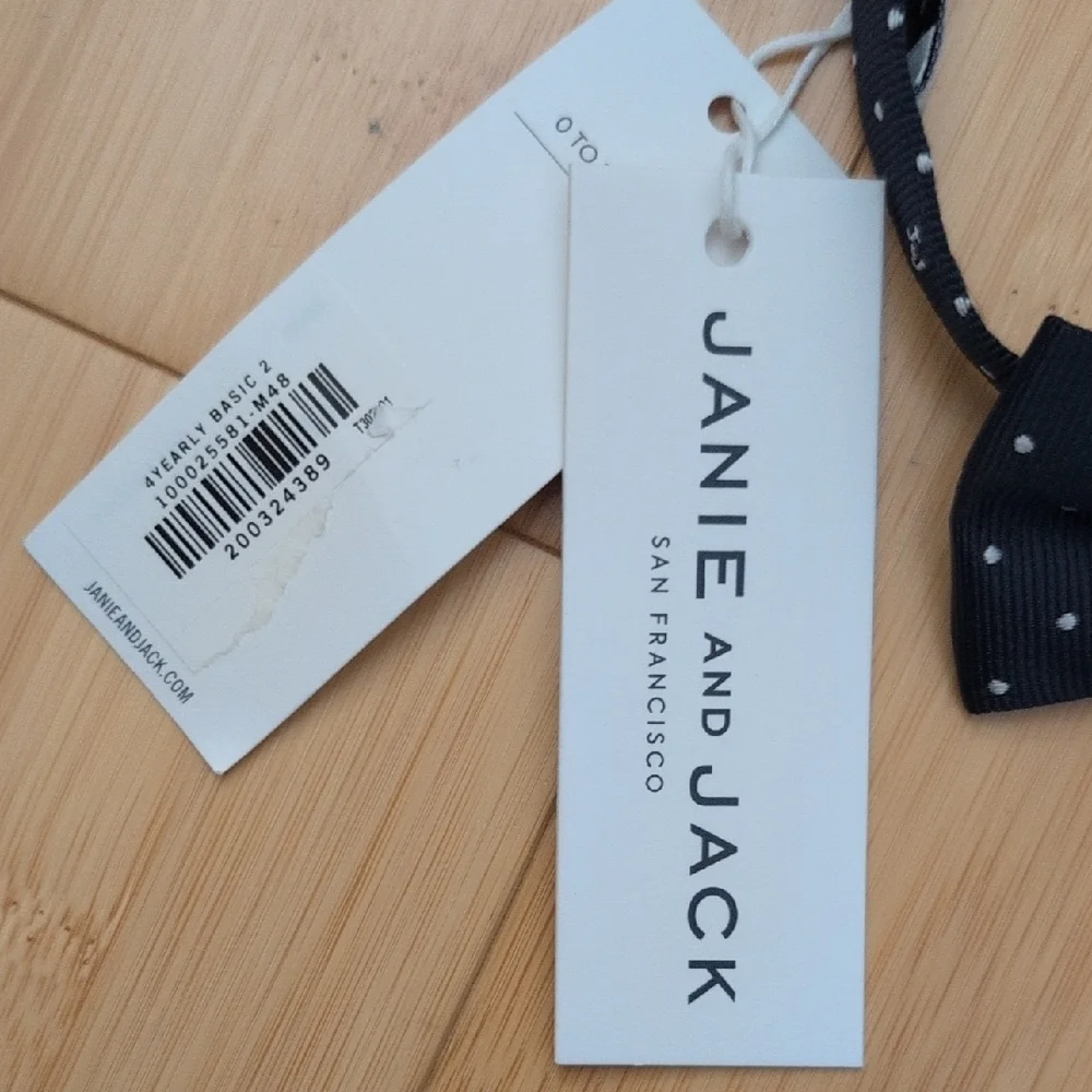 NWT Janie and Jack Navy Bow Tie with White Dots